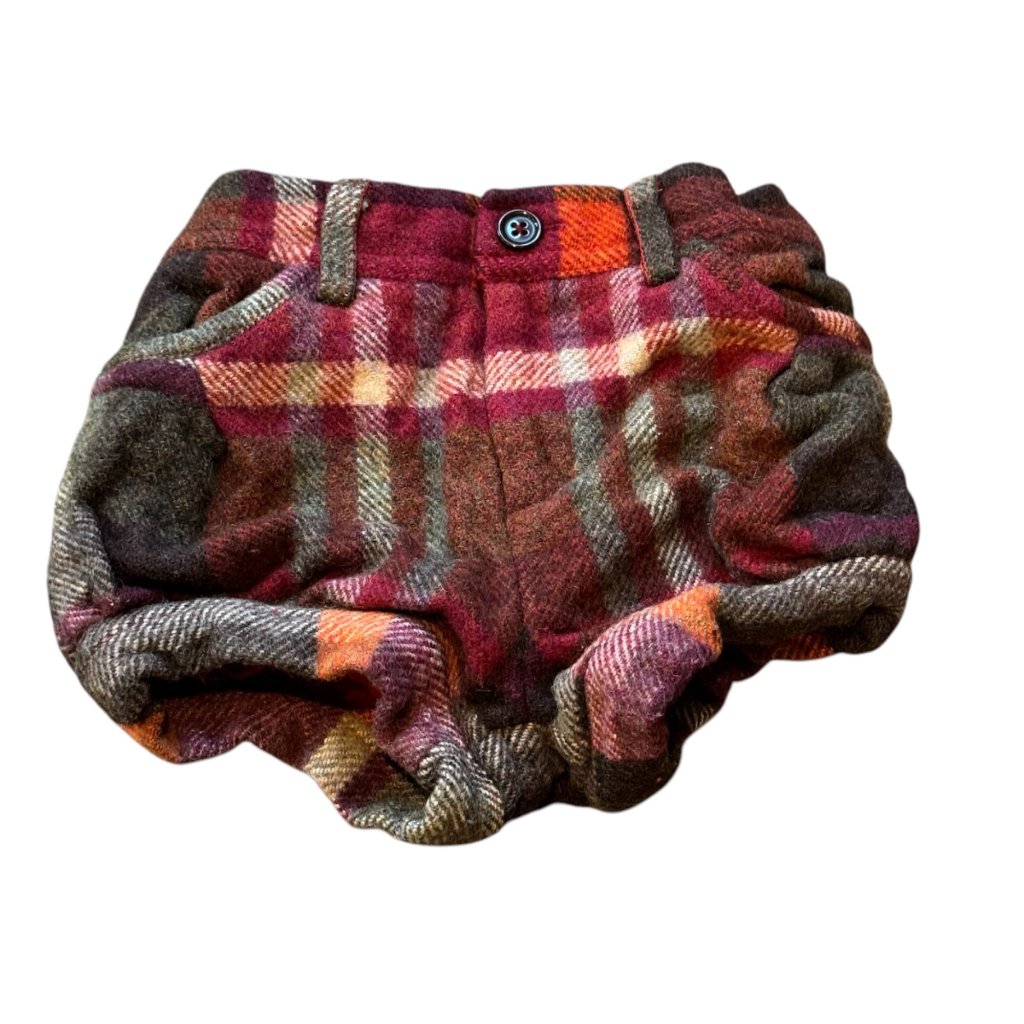 Plaid Bubble Shorts By Petit Confection 3t 100% Polyester Shell & Cotton Lining